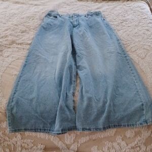 Casual Blue Wide-Leg Denim Pants